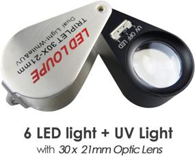 img 1 attached to 🔍 30x Jeweler Loupe with LED and UV Lighting | Gain Express 21mm Lens Diameter Magnifier | Round Body Magnifying Kit