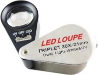 🔍 30x jeweler loupe with led and uv lighting | gain express 21mm lens diameter magnifier | round body magnifying kit logo