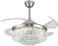 💡 crystal retractable ceiling fans light and remote led fandelier: stylish silver chandelier fan for living room, dining room, and hall logo