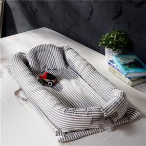 img 3 attached to Abreeze Baby Bassinet for Bed Baby Nest - Grey Striped Baby Lounger: The Ultimate Breathable Co-Sleeping Baby Bed for Bedroom/Travel