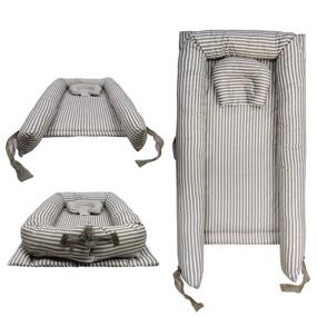 img 1 attached to Abreeze Baby Bassinet for Bed Baby Nest - Grey Striped Baby Lounger: The Ultimate Breathable Co-Sleeping Baby Bed for Bedroom/Travel