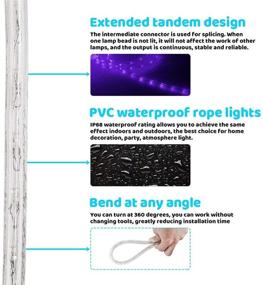 img 2 attached to Enhancing Outdoor Spaces: SURNIE 50ft UV Black Waterproof LED Rope Lights - Flexible, Connectable, and Cuttable for Bedroom, Patio, Party, Christmas, Camping Decoration!