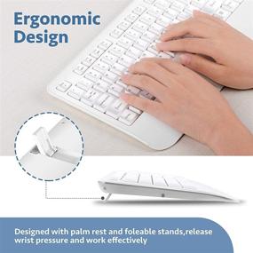 img 3 attached to 🖥️ 2.4GHz Wireless Keyboard and Mouse Combo - Ergonomic Computer Keyboard and Mouse Set with USB Unifying Receiver - Compatible with Windows PC, Laptop - Silent and Comfortable Typing Experience - Stylish White