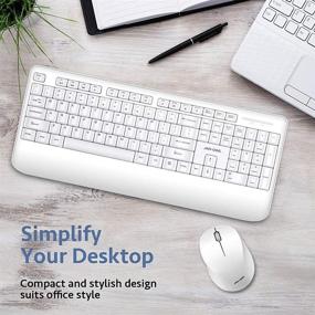 img 1 attached to 🖥️ 2.4GHz Wireless Keyboard and Mouse Combo - Ergonomic Computer Keyboard and Mouse Set with USB Unifying Receiver - Compatible with Windows PC, Laptop - Silent and Comfortable Typing Experience - Stylish White