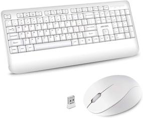 img 4 attached to 🖥️ 2.4GHz Wireless Keyboard and Mouse Combo - Ergonomic Computer Keyboard and Mouse Set with USB Unifying Receiver - Compatible with Windows PC, Laptop - Silent and Comfortable Typing Experience - Stylish White
