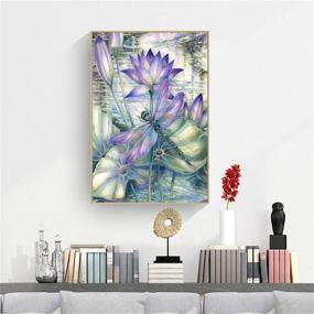 img 2 attached to EOBROMD 5D Diamond Painting Kits for Adults - Dragonflies and Lotus Flowers: Round Full Drill Embroidery Painting, Ideal Gift for Diamond Art Dotz Enthusiasts, Home Decor Wall Art (12x16 inch)