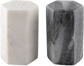 img 1 attached to 🧂 GoCraft Handcrafted Marble Salt and Pepper Shakers, White and Black