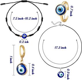 img 3 attached to 👁️ Набор украшений PANTIDE 5 штук для защиты от сглаза: ожерелье, браслет, серьги, кольцо - для женщин, мужчин, девочек, мальчиков.