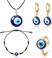 👁️ pantide 5pcs evil eyes protection jewelry set: necklace, bracelet, earrings, ring - for women, men, girls, boys logo