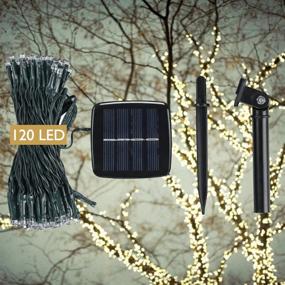 img 2 attached to 🏞️ DeVida Solar String Lights 120 Warm White LED, Easy to Install, Auto Night Turn On, Outdoor Water Resistant, 55 ft Set with 13 ft Lead Wire & 42 ft Lighted Strands for Tree Wrapping