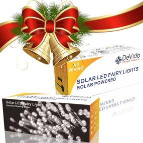 img 3 attached to 🏞️ DeVida Solar String Lights 120 Warm White LED, Easy to Install, Auto Night Turn On, Outdoor Water Resistant, 55 ft Set with 13 ft Lead Wire & 42 ft Lighted Strands for Tree Wrapping