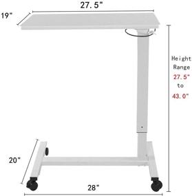 img 2 attached to 🖥️ Регулируемая высота подвижной столик для ноутбука-компьютера с колесами - белый