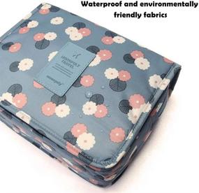 img 1 attached to 🔵 Blue Waterproof Hanging Toiletry Bag - Portable Travel Makeup Pouch and Organizer for Women and Girls