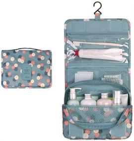 img 4 attached to 🔵 Blue Waterproof Hanging Toiletry Bag - Portable Travel Makeup Pouch and Organizer for Women and Girls