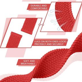 img 2 attached to 🔴 AVOD Braided Solo Loop Bands - Compatible with Fitbit Sense/Versa 3 - Elastic Nylon Solo Braided Straps for Women & Men - Red, Size 4 (149mm-156mm Wrist)