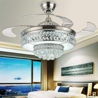 🌀 invisible reversible ceiling fans with led light and remote control - lighting groups 42" retractable blades living room fan chandelier indoor crystal ceiling light kits with fans (silver a) логотип