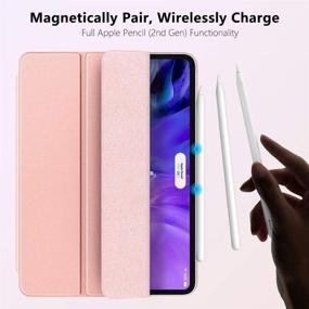 img 3 attached to 📱 MoKo Magnetic Smart Folio Case for iPad Pro 11 2nd Gen 2020 & 2018 - Rose Gold | Apple Pencil 2 Charging Supported | Slim Lightweight Shell Stand Cover with Auto Wake/Sleep