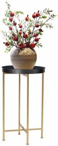 img 4 attached to Joveco Round End Table - 15-inch Gold Metal Side Tables - Small Nightstand with Removable Tray/Black - Accent Coffee Tables for Living Room and Bedroom