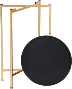 img 1 attached to Joveco Round End Table - 15-inch Gold Metal Side Tables - Small Nightstand with Removable Tray/Black - Accent Coffee Tables for Living Room and Bedroom