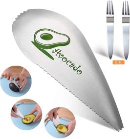 img 3 attached to ONEKOO Avocado Slicer: Premium Stainless Steel Cutter for Hassle-Free Avocado Cuts, Pits, and Peeling - Includes Fruit Fork