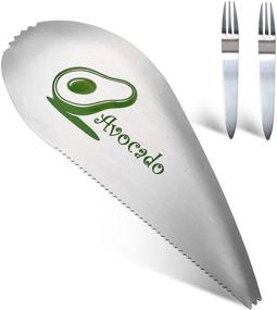 img 4 attached to ONEKOO Avocado Slicer: Premium Stainless Steel Cutter for Hassle-Free Avocado Cuts, Pits, and Peeling - Includes Fruit Fork