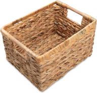 vatima natural water hyacinth storage basket with handle - rectangular wicker organizer for living room - decorative medium wicker storage basket (12.5 x 8.9 x 6.7 inches) logo