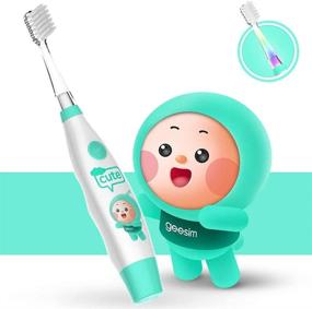 img 4 attached to 👶 Baby & Kids Electric Toothbrush - Sonic Battery Powered with Smart Timer and LED - Baby Sonic Toothbrush (Blue)