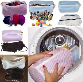 img 1 attached to 👗 Premium Set of 2 Mesh Laundry Bags for Delicates and Travel - Keeps Clothes and Lingerie Safe During Washing Machine Cycle