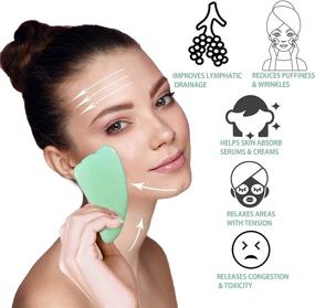 img 1 attached to 🌿 Jade Gua Sha Tool for Face and Body - Acupuncture Therapy, Trigger Point Treatment, and Facial Slimming