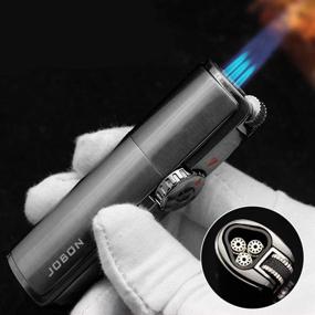 img 2 attached to Refillable Triple Blue Flame Jet Torch Lighter with 🔥 Adjustable Dial and Punch - Butane Lighter (Fuel Not Included)