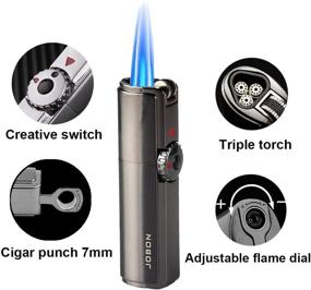 img 3 attached to Refillable Triple Blue Flame Jet Torch Lighter with 🔥 Adjustable Dial and Punch - Butane Lighter (Fuel Not Included)