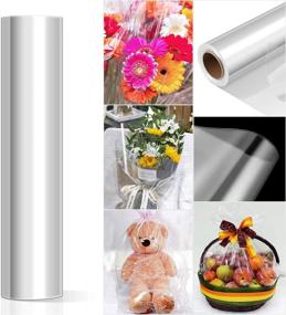 img 3 attached to 🎁 STOBOK 22 Inch Clear Cellophane Wrap Roll: 100 Ft Long Coverage, 2.5 Mil Thick Transparent Crystal Wrappings for Flowers, Baskets, Food, Gifts - Food Safe & Gift Paper