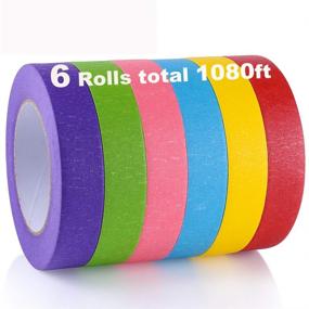 img 4 attached to 🌈 Vibrant Rainbow Colored Masking Tape Set - 6 Pack, 60 Yards Long x 1 Inch Wide - Ideal for Kids Crafts, Labeling, Decoration, and Teaching Supplies