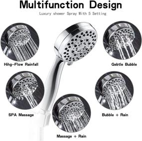 img 2 attached to 💦 Ultimate High Pressure Shower Head with Handheld Combo - 5 Settings for Powerful Shower Spray, Even with Low Supply Pressure - Includes Hose, Chrome Finish