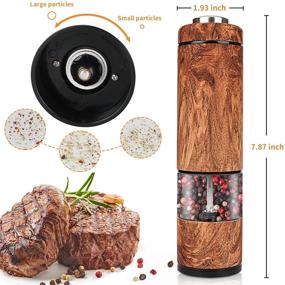 img 2 attached to 🧂 Electric Salt and Pepper Grinder Set, Battery Powered Pepper Mill, Automatic Grinder with Adjustable Coarseness, One Handed Operation, Stainless Steel Grinder(Wood Grain)