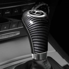 img 2 attached to 🚗 Black Carbon Fiber Car Gear Shift Knob Cover Sticker Interior Trim - Mercedes Benz W204 W212 A G E C Class CLS Accessories