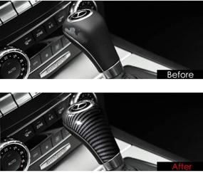 img 3 attached to 🚗 Black Carbon Fiber Car Gear Shift Knob Cover Sticker Interior Trim - Mercedes Benz W204 W212 A G E C Class CLS Accessories