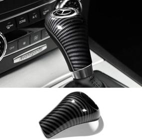 img 4 attached to 🚗 Black Carbon Fiber Car Gear Shift Knob Cover Sticker Interior Trim - Mercedes Benz W204 W212 A G E C Class CLS Accessories