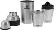 stanley adventure happy hour 2x system - complete cocktail shaker set with mixer, 2 stainless steel cups, citrus reamer, and jigger cap logo