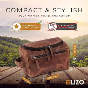 img 3 attached to 🧳 Premium Leather Dopp Kit - Large Hanging Toiletry Bag for Men and Women – Travel Toiletry Bag for TSA Approved Cosmetics and Shaving Essentials - ELIZO