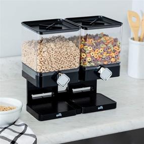 img 3 attached to 🖤 Zevro Dual Control Compact Dry Food Dispenser in Stylish Black/Chrome