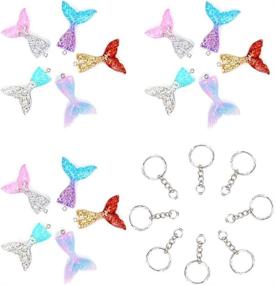 img 4 attached to 🧜 Mermaid Resin Charms Set: 150 Pcs Haishell Flatbacks with Key Ring & Chain - Perfect for DIY Earrings, Keys, and Phone Crafts