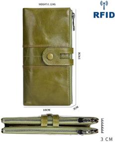 img 2 attached to 👜 Кошелек Tippnox женский с защитой от RFID из натуральной кожи и карманом для кредитных карт в форме клатча с молнией - зеленый