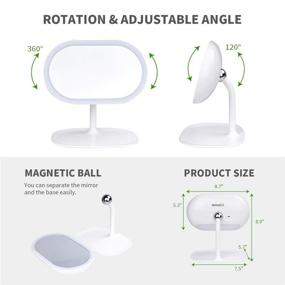 img 1 attached to 🔆 High Definition Rechargeable LED Makeup Mirror Vanity Mirror - 5500K White Light, Portable Cosmetic Lighted up Mirror with 360° Rotation &amp; 120° Adjustable Angle