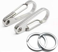 🔑 ivia stainless steel carabiner clip keychain with key ring, snap hook & key holder organizer for car/key finder (2 pack) логотип