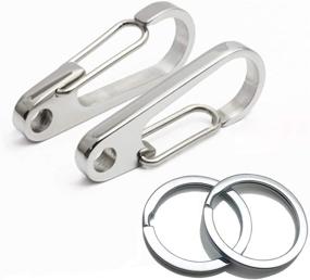 img 4 attached to 🔑 IVIA Stainless Steel Carabiner Clip Keychain with Key Ring, Snap Hook & Key Holder Organizer for Car/Key Finder (2 Pack)