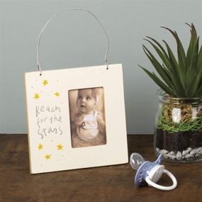 img 1 attached to 🌟 Primitives by Kathy Non-Toxic Painted Wood Nursery Mini Photo Frame - 4.5" Square: Reach for The Stars - Safe and Stylish Nursery Decor