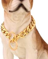 🐶 stylish and durable gold plated stainless steel nk chain dog collar choker necklace by fans jewelry - available in various lengths and widths logo