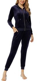 img 4 attached to 👚 Women's Velour Tracksuit Set - 2 Piece Sweatsuits, Long Sleeved Velvet Jogging Suits, Sports Outfit, Track Suit