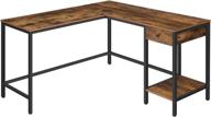 🖥️ hoobro l-shaped computer desk with drawer and shelf - large industrial corner desk for home office, study pc workstation - holds 2 monitors - game table - sturdy & stable - rustic brown bf135dn01 logo